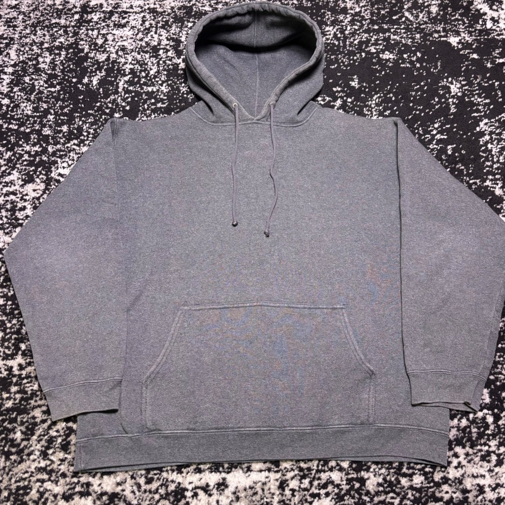Top Heavy Mens Vintage Y2k Blank Hoodie Charcoal Grey Heavyweight Large